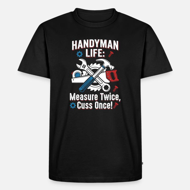 Handwerkerleben: Maß zwei Mal - Männer Premium Bio T-Shirt - Schwarz