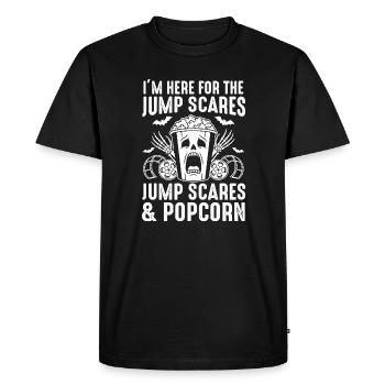 Popcorn Skull Jump Scares - Men's Premium Organic T-Shirt - black - Front - Nico (187cm)