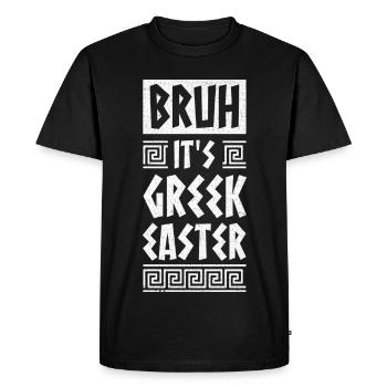 Mec, c’est Pâques orthodoxe grec - T-shirt Premium bio Homme - noir - Devant - Nico (187cm)