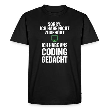 Sorry, I thought of coding - Men's Premium Organic T-Shirt - black - Front - Nico (187cm)