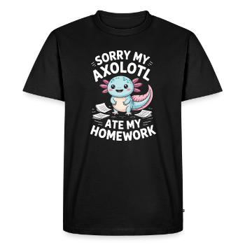 Axolotl Ate My Homework - Men's Premium Organic T-Shirt - black - Front - Nico (187cm)