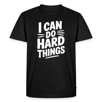 Je peux faire des choses difficiles - T-shirt Premium bio Homme - noir - Devant - Nico (187cm)