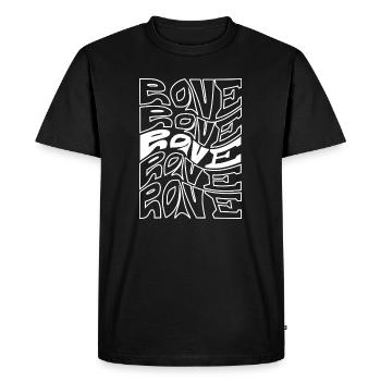 Rave Typography Waves Pattern - Men's Premium Organic T-Shirt - black - Front - Nico (187cm)