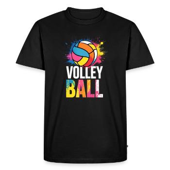 Volleyball Colorful Splashes Sports Team - Men's Premium Organic T-Shirt - black - Front - Nico (187cm)