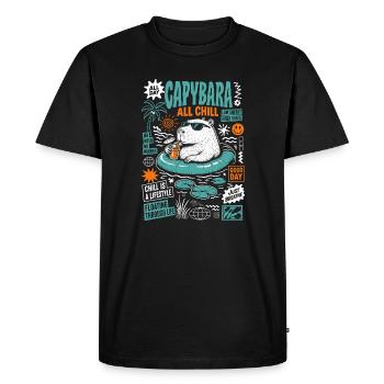 Capybara Tout détendu Animal drôle - T-shirt Premium bio Homme - noir - Devant - Nico (187cm)
