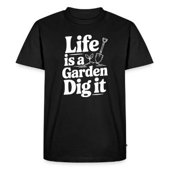 La vie est un jardin Creuser-le - T-shirt Premium bio Homme - noir - Devant - Nico (187cm)