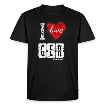 I Love Germany - Men's Premium Organic T-Shirt - black - Front - Nico (187cm)