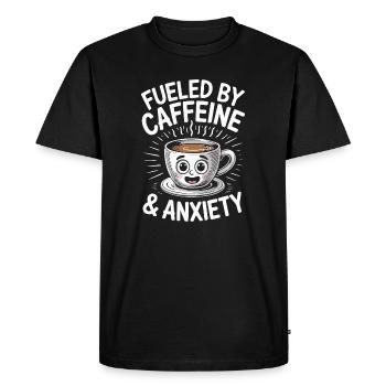 Alimenté par la caféine et l’anxiété Amateur de café drôle - T-shirt Premium bio Homme - noir - Devant - Nico (187cm)