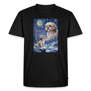 Hurlant à la Lune Mème Chien Shih Tzu - T-shirt Premium bio Homme - noir - Devant - Nico (187cm)