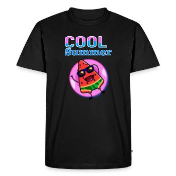 Cool Summer Watermelon – Cute Kawaii Summer Vibes - Men's Premium Organic T-Shirt - black - Front - Nico (187cm)