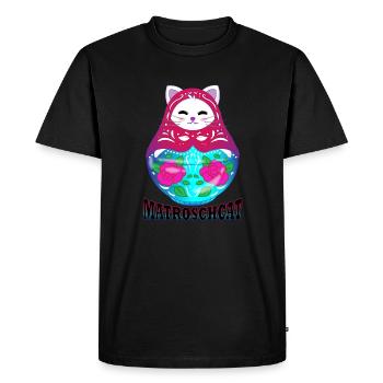 Matryoshcat | Miauschka | Chat et matriochka - T-shirt Premium bio Homme - noir - Devant - Nico (187cm)