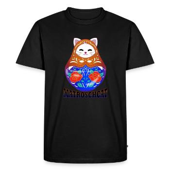 Matryoshcat | Miauschka | Chat et matriochka - T-shirt Premium bio Homme - noir - Devant - Nico (187cm)