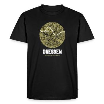 Dresden - City Map Map (olive green) - Men's Premium Organic T-Shirt - black - Front - Nico (187cm)