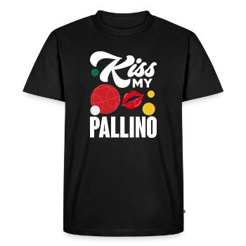 Kiss My Pallino Boules Bocce Ball Lawn Bowling - Men's Premium Organic T-Shirt - black - Front - Nico (187cm)
