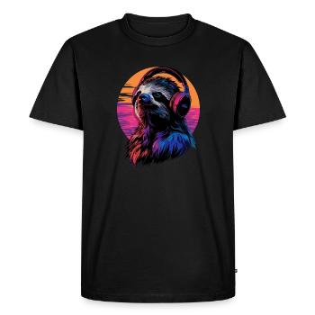 Faultier Musik - SLOTH MUSIK HEADPHONES - Männer Premium Bio T-Shirt - Schwarz - Vorne - Nico (187cm)