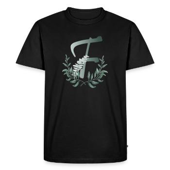 Letter F with plants - Men's Premium Organic T-Shirt - black - Front - Nico (187cm)