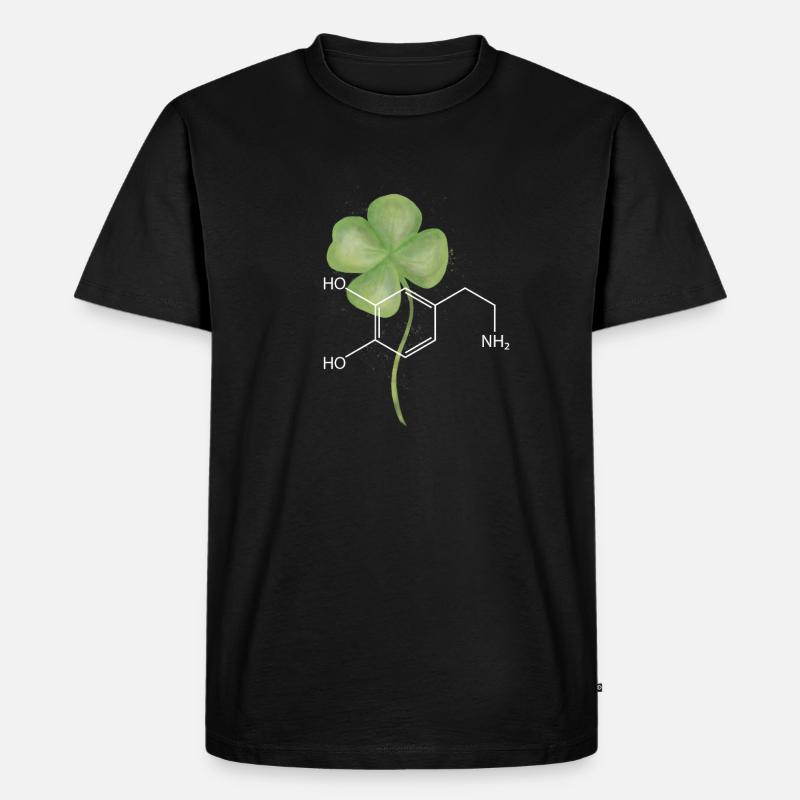 Strukturformel Dopamin mit Kleeblatt - Männer Premium Bio T-Shirt - Schwarz