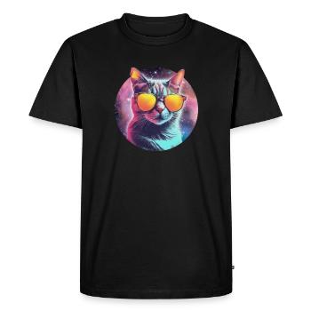 Cat with sunglasses - Men's Premium Organic T-Shirt - black - Front - Nico (187cm)