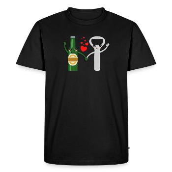 Bière romantisme - T-shirt Premium bio Homme - noir - Devant - Nico (187cm)
