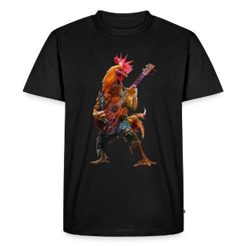 Rooster Ukulele - Men's Premium Organic T-Shirt - black - Front - Nico (187cm)