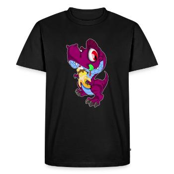 mignon dino avec glace à la banane | Amateur de crème glacée - T-shirt Premium bio Homme - noir - Devant - Nico (187cm)