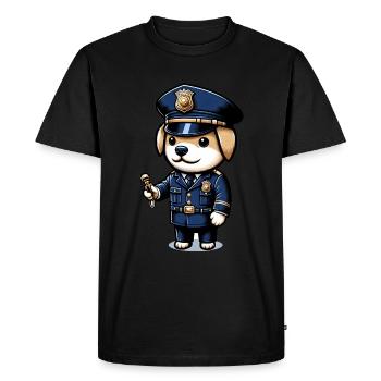 Cute Dog Police Officer - Men's Premium Organic T-Shirt - black - Front - Nico (187cm)