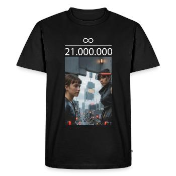 Alles durch 21 Millionen - Männer Premium Bio T-Shirt - Schwarz - Vorne - Nico (187cm)