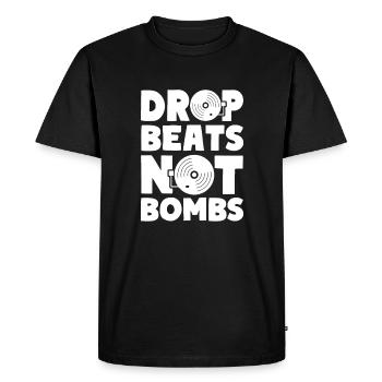 Drop Beats Not Bombs House Techno Music - Men's Premium Organic T-Shirt - black - Front - Nico (187cm)