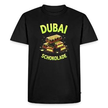Dubai Chocolate - Chocolate Meme - Men's Premium Organic T-Shirt - black - Front - Nico (187cm)
