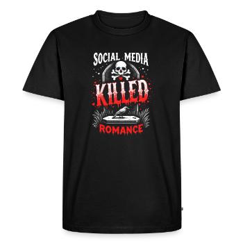 Social Media Killed the Romance | Relationship - Men's Premium Organic T-Shirt - black - Front - Nico (187cm)