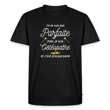 pas parfaite mais Ostéopathe - T-shirt Premium bio Homme - noir - Devant - Nico (187cm)