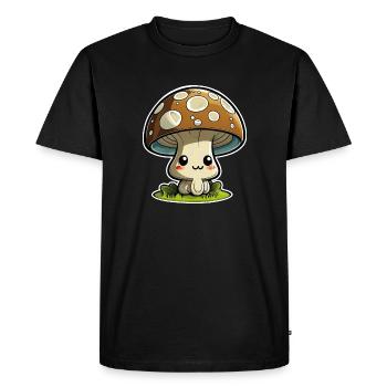 Funny cartoon mushroom - Men's Premium Organic T-Shirt - black - Front - Nico (187cm)