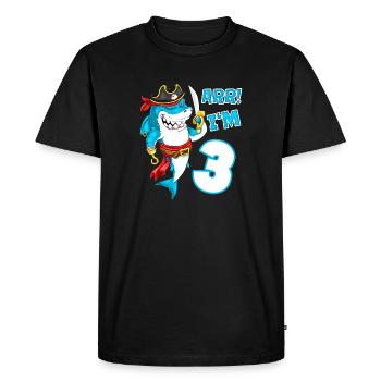 3ème anniversaire Shark Pirate Boys Kids - T-shirt Premium bio Homme - noir - Devant - Nico (187cm)
