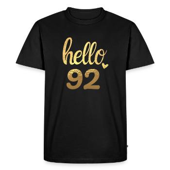 Hello 92 doré - T-shirt Premium bio Homme - noir - Devant - Nico (187cm)