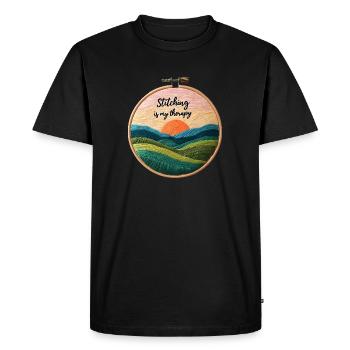 Stitching is my therapy - Embroidery Embroidery Art - Men's Premium Organic T-Shirt - black - Front - Nico (187cm)
