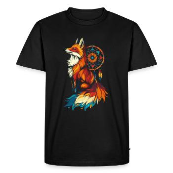 Fox Dream Catcher - Men's Premium Organic T-Shirt - black - Front - Nico (187cm)