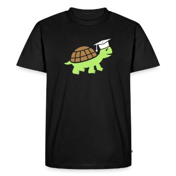 Tortue avec chapeau de doctorat Études de thèse - T-shirt Premium bio Homme - noir - Devant - Nico (187cm)