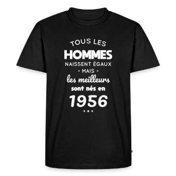 Anniversaire 66 ans - Meilleurs sont nés en 1956 - T-shirt Premium bio Homme - noir - Devant - Nico (187cm)