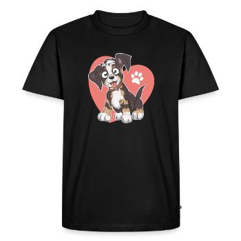 Comic Dog Australia Shepherd Love Gift - Men's Premium Organic T-Shirt - black - Front - Nico (187cm)