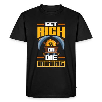 Devenir riche ou le minage de crypto-monnaie Pixel Retro - T-shirt Premium bio Homme - noir - Devant - Nico (187cm)