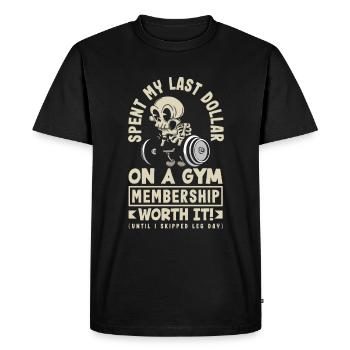 J’ai dépensé mon dernier dollar pour un abonnement au gymnase. Valeur - T-shirt Premium bio Homme - noir - Devant - Nico (187cm)