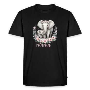Maman coeur Floral Couronne éléphant Baby Shower - T-shirt Premium bio Homme - noir - Devant - Nico (187cm)