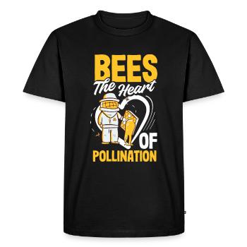 Beekeeper Heartbeat Honeycomb Love Pollination - Men's Premium Organic T-Shirt - black - Front - Nico (187cm)