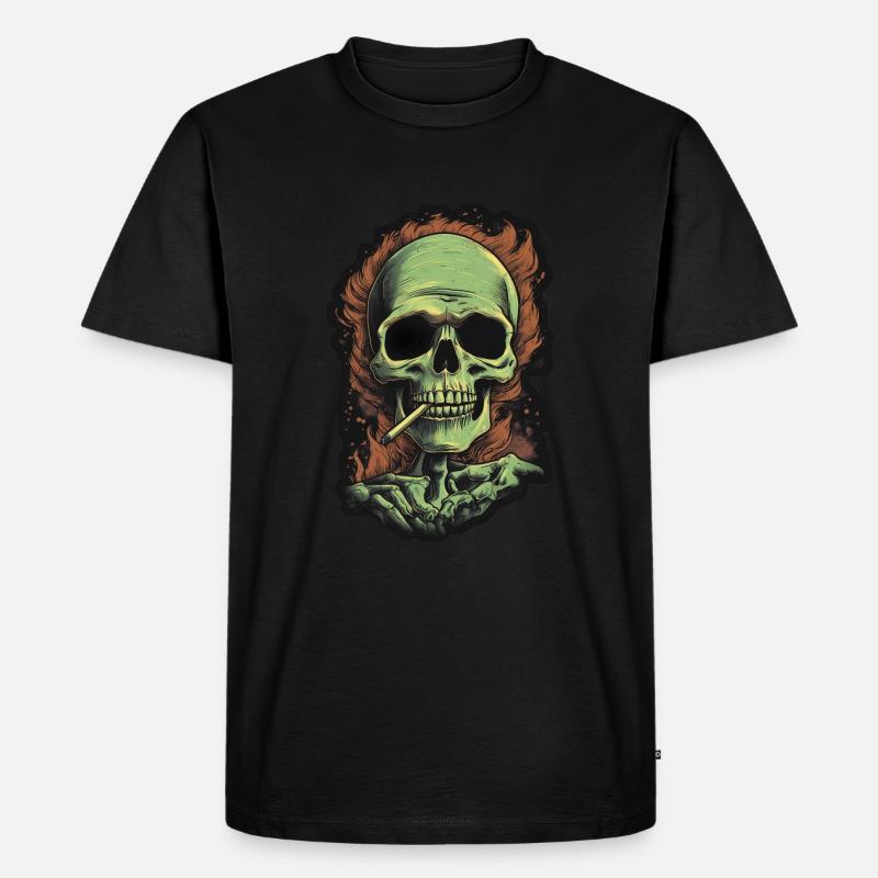 Smoking Skull - Männer Premium Bio T-Shirt - Schwarz