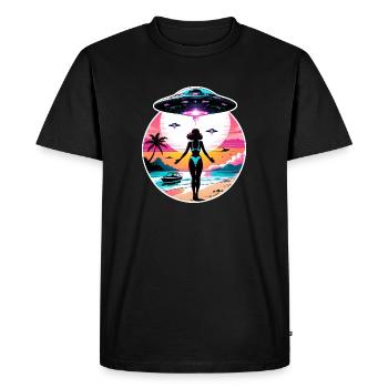 Invasion extraterrestre à la plage. - T-shirt Premium bio Homme - noir - Devant - Nico (187cm)