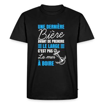 Humour Marin Bière Mer - T-shirt Premium bio Homme - noir - Devant - Nico (187cm)