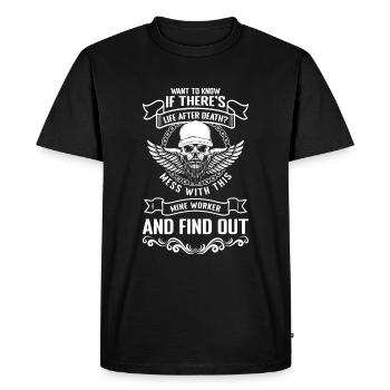 Trésors de la profession des mineurs - T-shirt Premium bio Homme - noir - Devant - Nico (187cm)