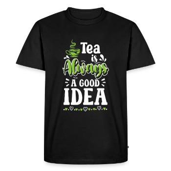 Teacup Grandma Green Tea - Men's Premium Organic T-Shirt - black - Front - Nico (187cm)