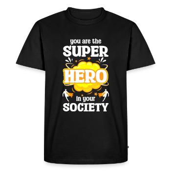 Hero Savior Lifesaver Role Model - Men's Premium Organic T-Shirt - black - Front - Nico (187cm)