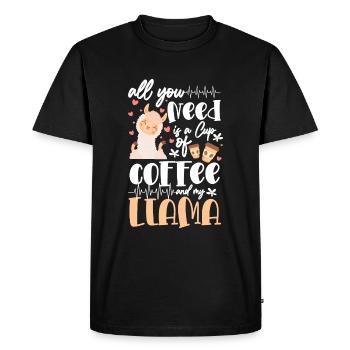 Lama mignon doux - T-shirt Premium bio Homme - noir - Devant - Nico (187cm)